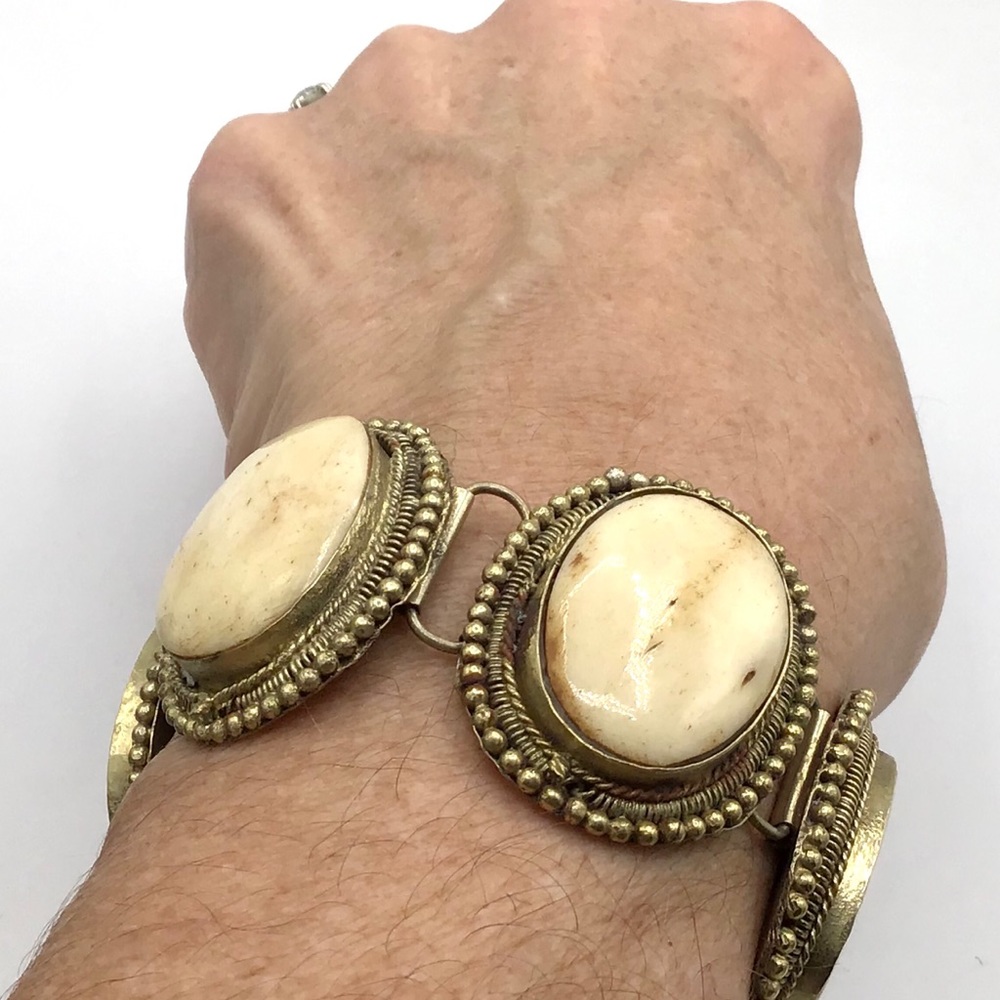 Vintage Gold and Cream Bracelet